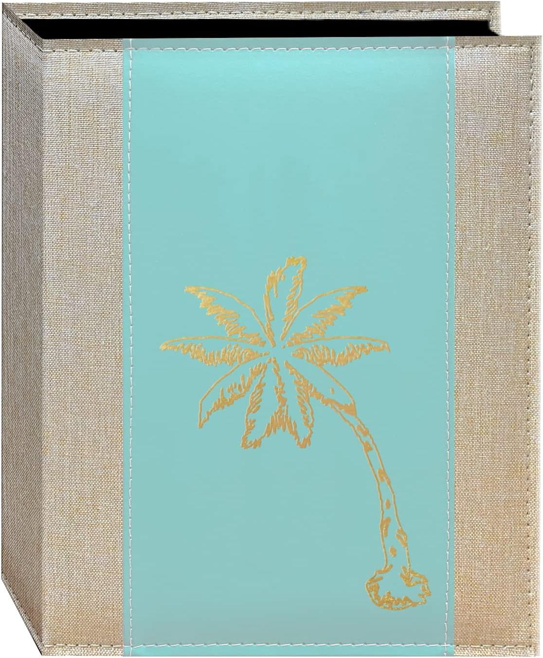 Gold Design Embossed Seagrass Crystal Palm album holds 200 4x6 photos - 4x6