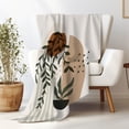 thumbnail image 2 of Flannel Blanket, Bohemian Style Leaf Blanket, Machine Washable Soft Warm Blanket, Office Living Room Sofa Air Conditioner Blanket, Christmas Gift, 2 of 4