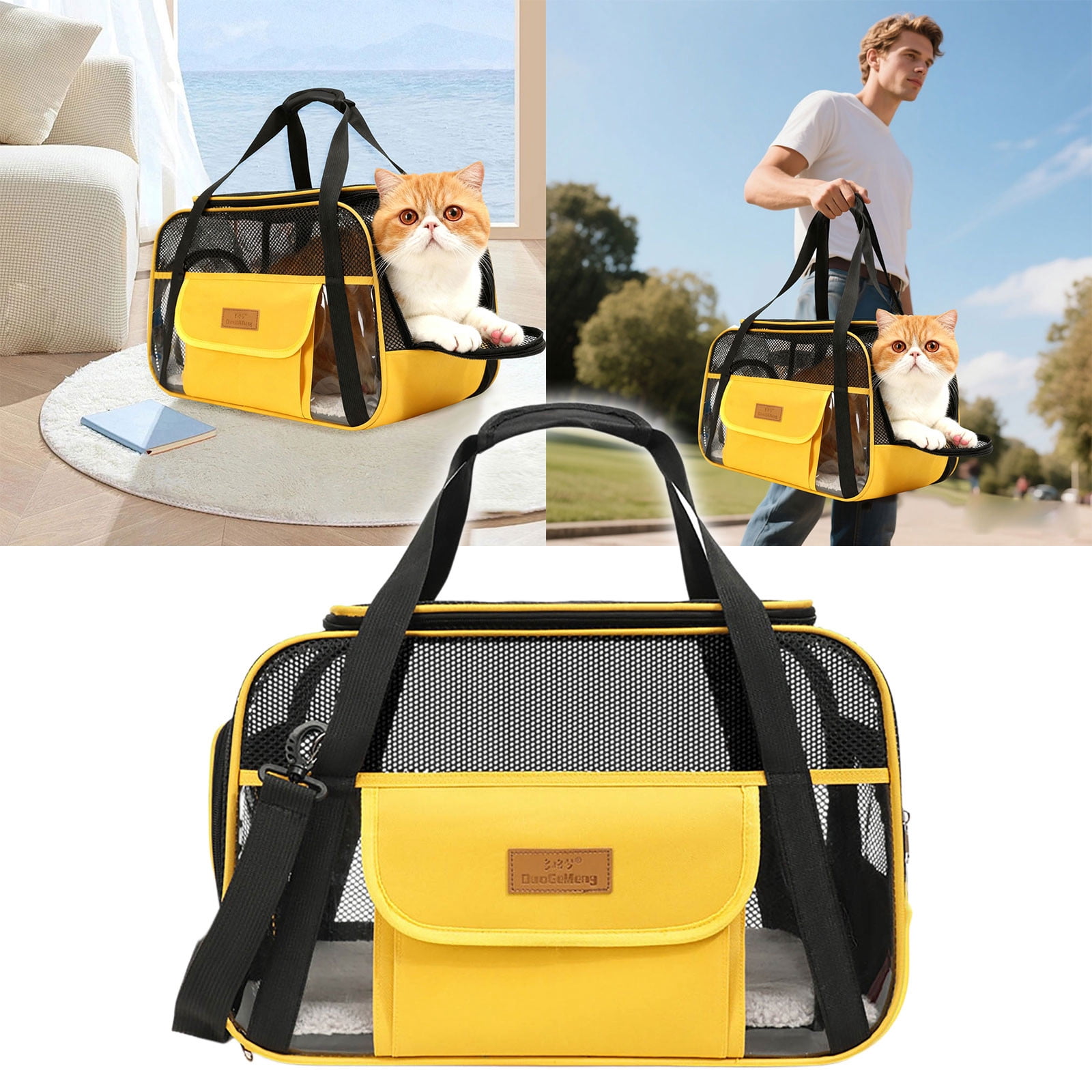 Portable Pet for Cats and Dogs with Mesh Window and Comfortable Padding for Safe Travel