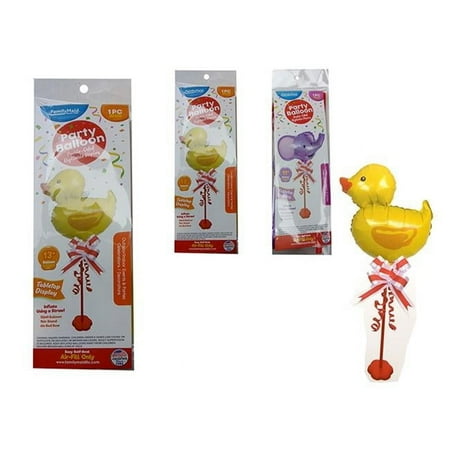 FamilyMaid 30208 23 in. Bow Duck & Elephant Animal Balloon with Stand