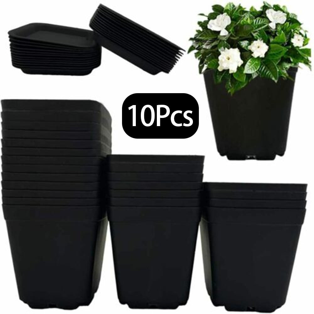 10 PCS Colorful Multi Square Nursery Flower Pots,Plastic Plant Pot with Nursery