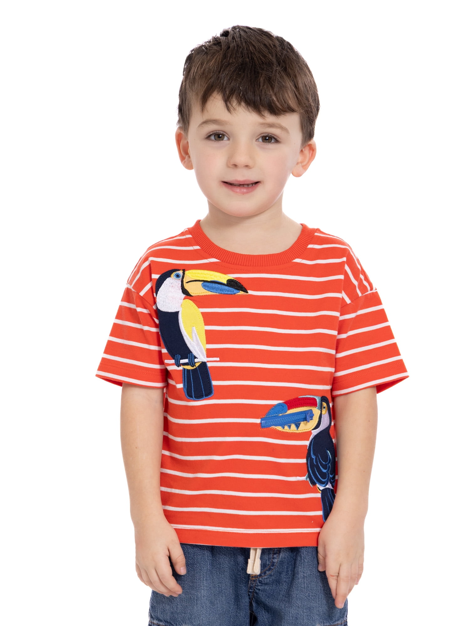 Wonder Nation Toddler Boys Short Sleeve Striped Graphic Tee with Zipper Pocket, Sizes 12M-5T