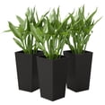 thumbnail image 5 of Outsunny 24" Tall Planters Set of 3, Outdoor Flower Pots with Rattan-Style Design, PP Plastic Plant Pots with Drainage Hole and Plug, Black, 5 of 10