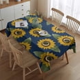 thumbnail image 2 of Blue Sunflower Leaf Pattern Rectangle Tablecloth 60"x84",Waterproof Polyester Rectangle Table Cloth, Wipeable Spillproof Polyester Tablecloth for Dining, Camping, Indoor and Outdoor, 2 of 5