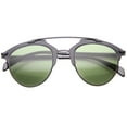 thumbnail image 1 of sunglassLA Unisex Modern Fashion Metallic Frame Double Bridge Pantos Aviator Sunglasses (Black / Green) - 50mm, 1 of 4