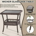 thumbnail image 6 of Outdoor Side Table Wicker Outdoor End Table for Patio Outside Brown Patio Coffee Square Tables with Storage & Glass Top for Backyard Porch, 6 of 7