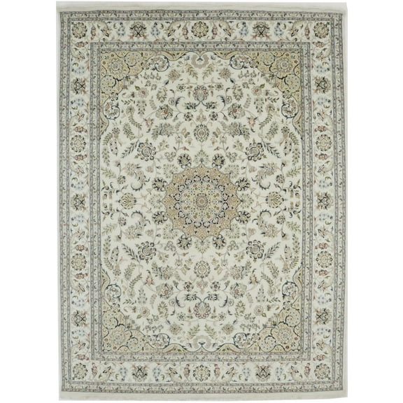 Cream Floral 9X12 Indo-Nain Oriental Rug
