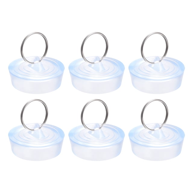 Tapón de fregadero de goma Uxcell, tapón de drenaje transparente que se adapta a desagües de 1-1/2" a 1-5/8" con anillo colgante para bañeras, cocina, paquete de 6