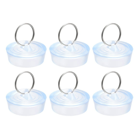 Uxcell Rubber Sink Plug, Clear Drain Stopper Fit 1-1/2" to 1-5/8" Drain with Hanging Ring for Bathtub Kitchen 6 Pack