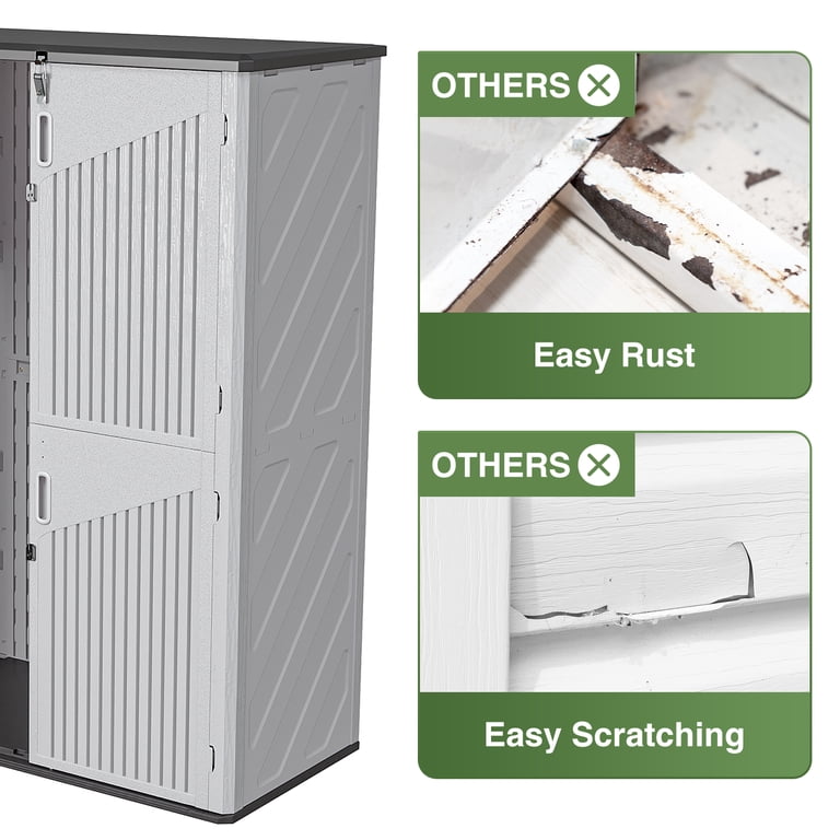 Sunmthink Outdoor Horizontal Storage Sheds 64 Cu.Ft, Resin Storage