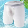 thumbnail image 2 of Men's Enhancing Mesh Trunks Smooth Boxer Briefs Underwear with Separate Pouch,Color:White,Size:L, 2 of 4