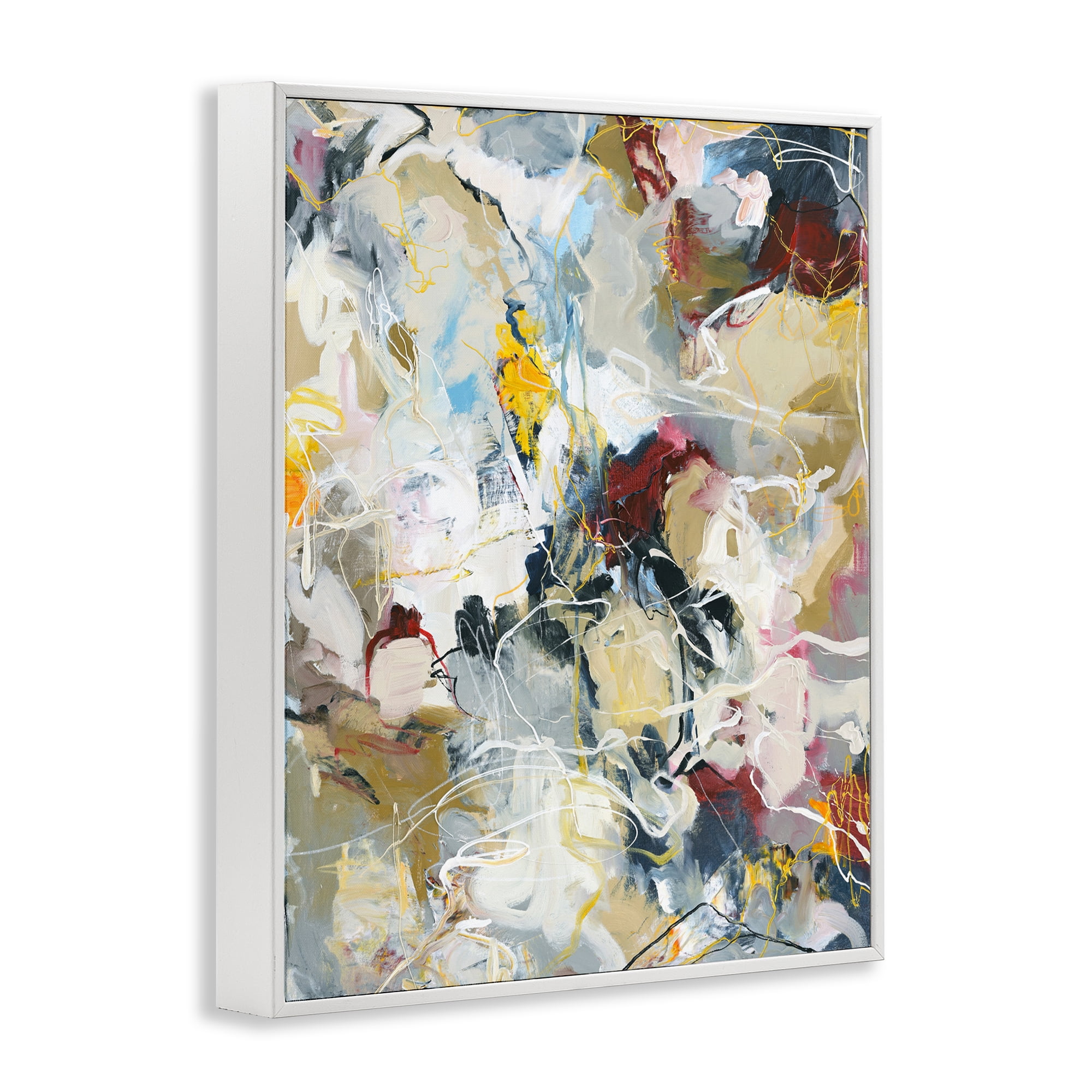 Energetic Frequency Abstract White Framed Giclee Art, design by Design Fabrikken