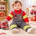 thumbnail image 5 of LIIPEE Boys Girls Cute Firefighter Costume Baby Long Sleeve Zip Up Jumpsuit Party Dress Up Clothes, 5 of 9