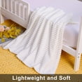 thumbnail image 2 of Ultra Soft Fuzzy Plush Toddler Bed Blanket, Warm and Lightweight Fleece Stripes Crib Throw Blanket, 30" x 40", White, 2 of 5