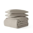 thumbnail image 2 of Noble Linens 3 Piece Latte Stripe Stitch Quilt Set, Twin / Twin XL, 2 of 6