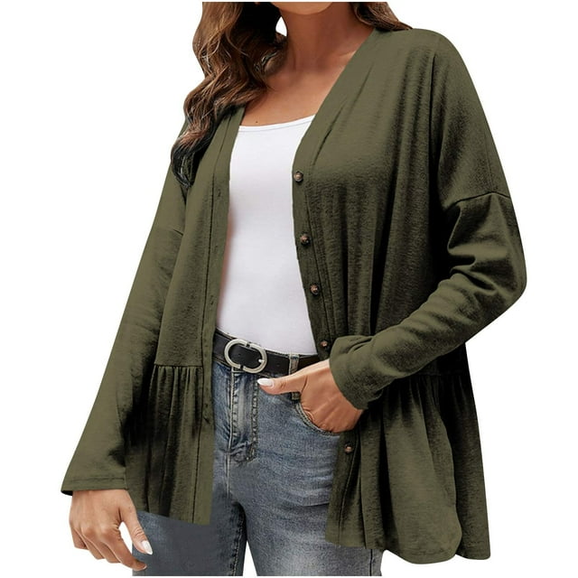 MeetoTime Women's Lightweight Long Sleeve Cardigan Fall Button Down Coat Outerwear 2024 Clothes