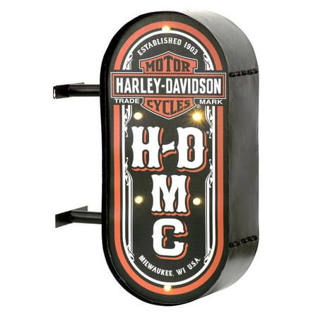 - Harley-Davidson HDMC Marquee Lite-Up Pub Sign, Distressed Steel HDL-15516, Harley Davidson