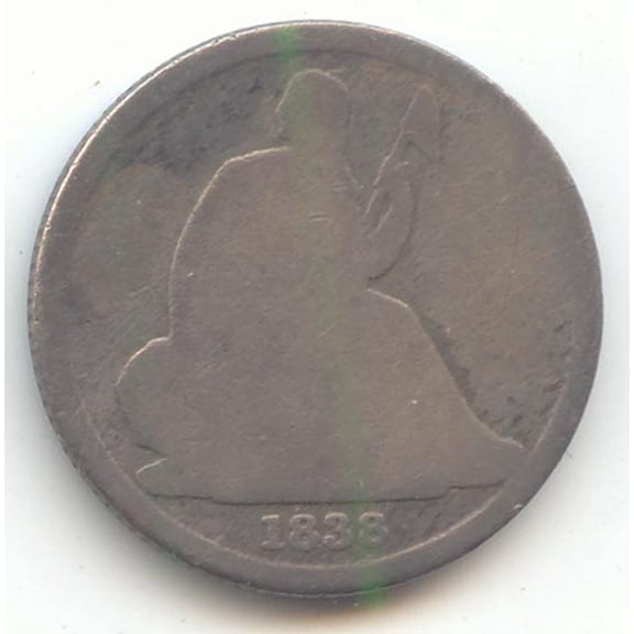1838-O Seated Liberty Dime, Scarce, Good/AG