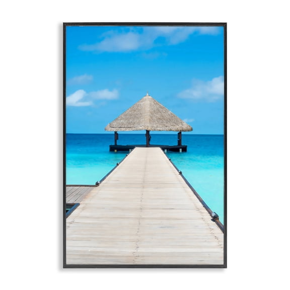 Stupell Industries Coastal On The Water Tropical Jetty Black Framed Giclee Art, 12 x 18, by LSR Design Studio
