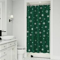 Green Christmas Snowflake Pattern Shower Curtain 36"x72" ,Bathroom Decorative Shower Curtains Set with 12 Hooks,Modern Waterproof Washable Shower Curtain