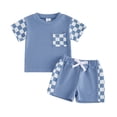 thumbnail image 3 of OYXSER Toddler Boy Clothes 4T 5T Cartoon Summer Short Sleeve Button Down Shirt & Shorts Set Cool Short Sets, Blue 18-24M, 3 of 4