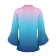 thumbnail image 5 of Womens Tunic Tops Dressy Casual V Neck Business Chiffon Blouses 3/4 Length Sleeve Pleated Trendy Work Shirts Blue S-Xxl, 5 of 6