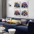 thumbnail image 5 of CDDposter Monster Truck Canvas Wall Art Watercolor Cartoon Car Color Racing Painting Vintage Car Posters Kids Boys Room Wall Decor Trucks Poster Boy Bedroom Nursery Paintings Children Unframed 4pcs, 5 of 6