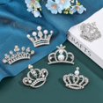 thumbnail image 2 of 6Pcs 6Styles Crystal Rhinestone Crown Brooch Alloy Lapel Pins with Plastic Pearl Beaded for Women Party Wdding Accessories Platinum, 2 of 9