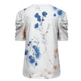 thumbnail image 4 of Txenfivo Womens Summer Floral Top Puff Short Sleeve Shirt for Women Casual Summer Ruffle Sleeve T-Shirts Trendy Summer V-neck Blouse Loose Fit Floral Tees, S-XXXL, 4 of 5