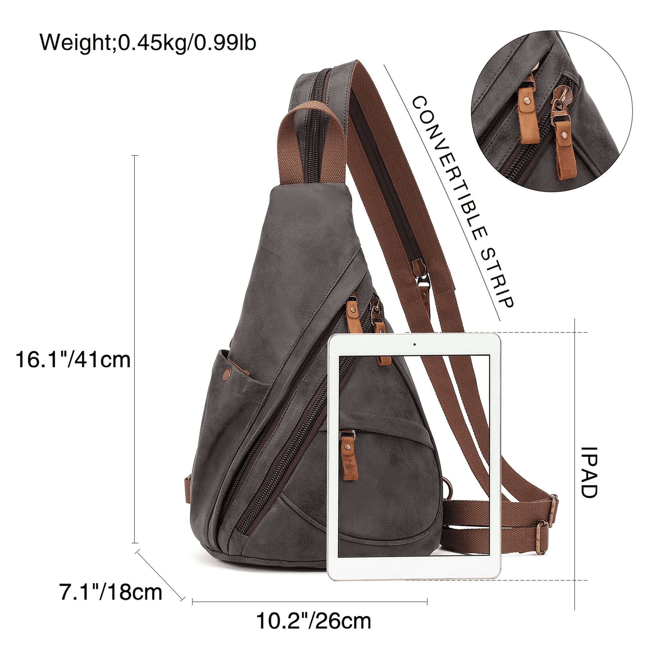 KL928 Vintage Leather Fanny Packs,Multi-pockets Sling bag for Men and Women,Black