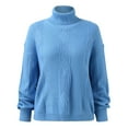 thumbnail image 4 of Gibobby Suéter de punto delgado de lana de cachemira con cuello alto para mujer, suéter de punto para mujer(Azul,G), 4 of 5