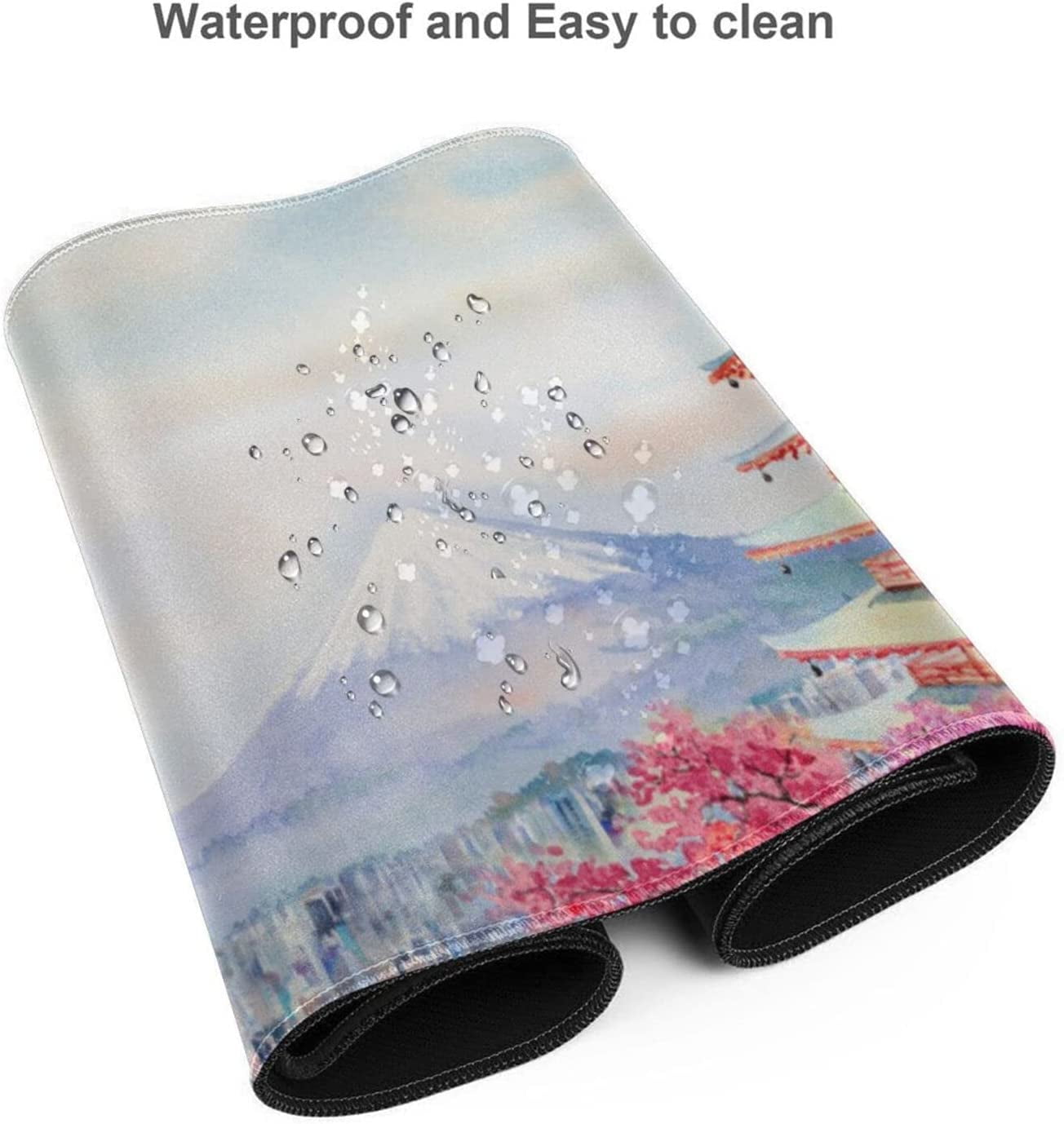 Japanese Cherry Blossom Gaming Mouse Pad XL, Extended Large Pink Full Desk Mousepad 31.5 X 11.8 Inch, Big with Stitched Edge, Non-Slip Long Computer Keyboard Mat for Office & Home Caburywe,
