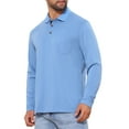 thumbnail image 5 of INSPIRE CHIC Men's Contrast Button Collared Pocket Long Sleeves Golf Polo T-Shirts L Light Blue, 5 of 6