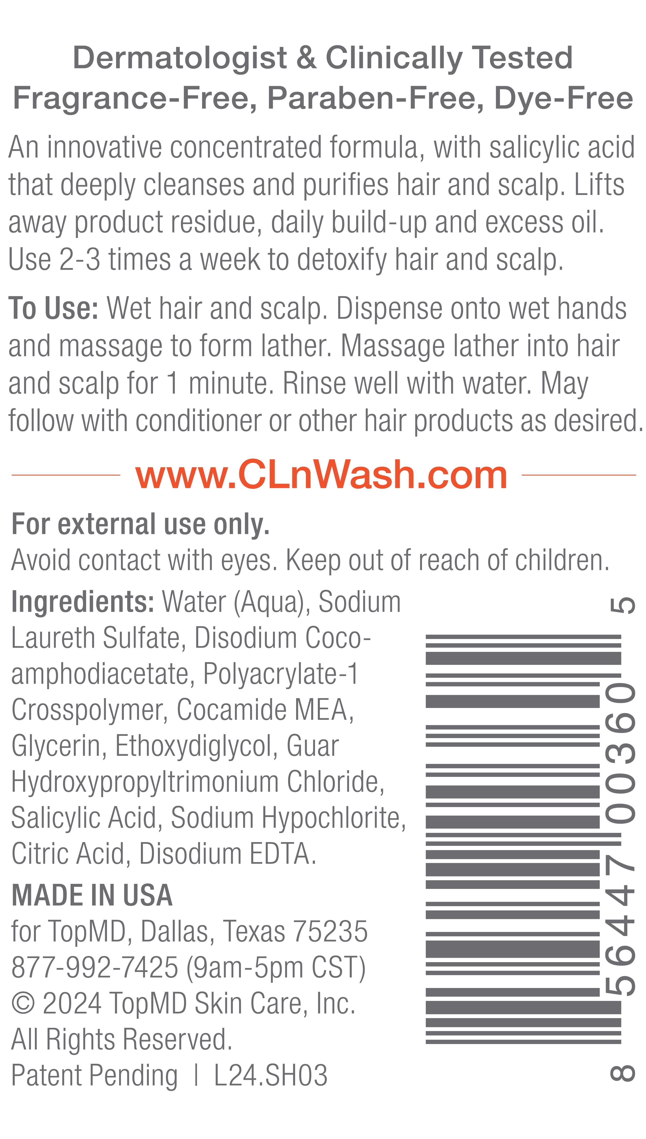 CLn Shampoo with Salicylic Acid, 3 fl oz, Clarifying Anti Dandruff Shampoo for Oily Hair, Itchy & Flaky Scalp