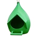 thumbnail image 2 of Hanging Wild Bird Feeder, Teardrop Shaped Outdoor Bird House with Perch, Rainproof Plastic Garden Decoration for Small Birds, Green, 5.24 Inch, 2 of 5