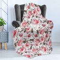 thumbnail image 4 of Rose Soft Flannel Fleece Blanket, Classic Vintage Floral Pattern Watercolor Style Bouquet of English Roses Wildflowers, Cozy Plush for Indoor and Outdoor Use, 60" x 80", Coral Taupe, by Ambesonne, 4 of 5