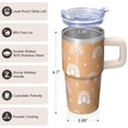 thumbnail image 3 of Bohemian Style 20oz Insulated Travel Cup with Lid and Straws, Stainless Steel Coffee Mug, Double Wall Vacuum Tumbler, Leakproof, 3 of 5