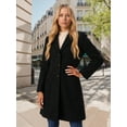 thumbnail image 2 of DARING DIVA Women's Single Breasted Peacoat Winter Notched Lapel Overcoat Black L, 2 of 7