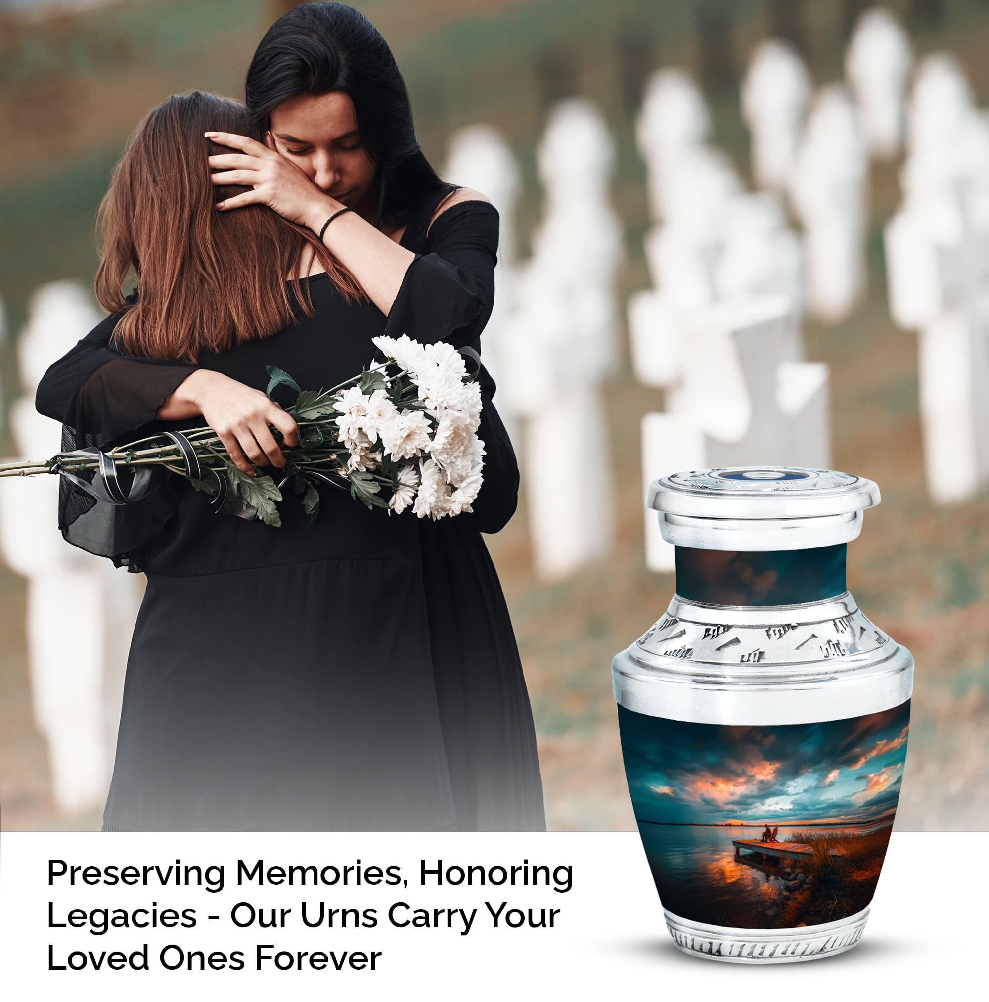 SABURIAL Fishing Urn - Memorial Urn For Male Ashes - 3 Inch - Pack Of 4 - Unique Urns For Human Ash - Burial Decorative For Mom & Dad - Funeral Keepsakes For Adult Human