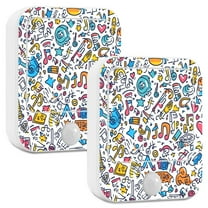 Yayeee 2-Pack Plug in LED Night Lights with Light Sensors Motion Detectors, Doodle Pattern