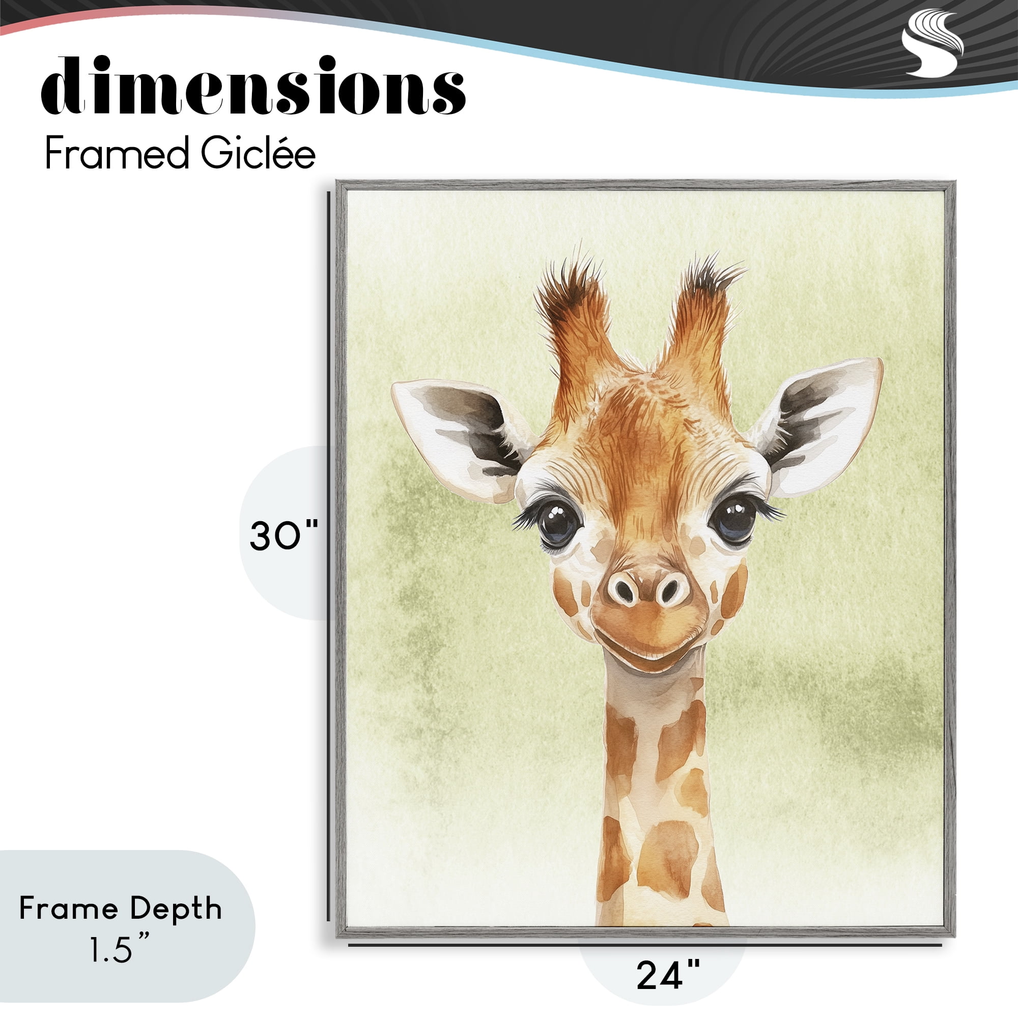 Stupell Industries Jungle Friends Baby Giraffe Gray Framed Giclee Art, design by Christine Simpson Art