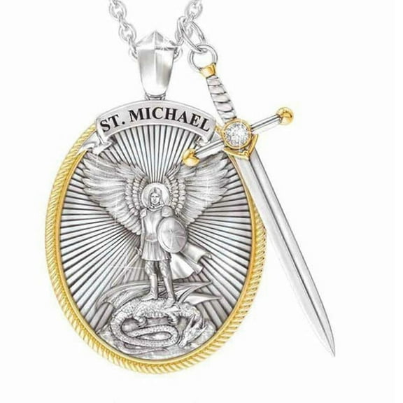 Archangel St. Michael Steel Pendant | Amulet Saint Michael Jewelry Gift For Men