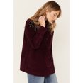 thumbnail image 3 of Cleo + Wolf Women's Embroidered Velvet Shacket Grape   US, 3 of 4