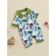 thumbnail image 4 of Musuos Baby Boys Summer Cute Romper 3M 6M 12M 18M Short Sleeve Button Lapel Western Elements Print Jumpsuit Infant Playsuit, 4 of 9