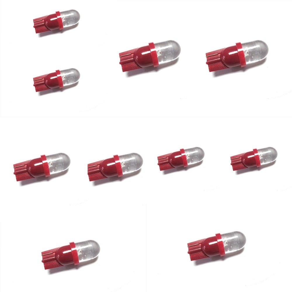 Pinball 10 Pack - 6.3 Volt LED Bulb Concave 555 Wedge Base RED T10