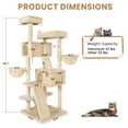 thumbnail image 6 of Sha Cerlin 65.7 " Large Cat Tree Tower Condo for Cats with 2 Scratching Ramps, Hammock & Scratching Posts, Beige, 6 of 8