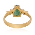 thumbnail image 2 of Solid 18Kt Yellow Gold SI Clarity HI Color Diamond Pear Emerald Gemstone Ring, 2 of 3