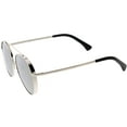 thumbnail image 3 of Oversize Round Aviator Sunglasses Metal Brow Bar Colored Mirror Lens 60mm (Silver / Silver Mirror), 3 of 4
