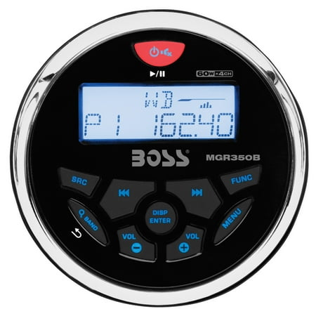 Boss Audio Systems MGR350B In-Dash Mech-Less USB, MP3, WMA, FM/AM/Bluetooth Marine Stereo Player