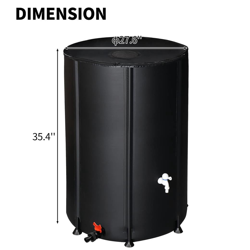 100-Gallon Collapsible Rainwater Collection Barrel, Easy-to-Use Folding Water Catchment System, Durable and Eco-Friendly - Black